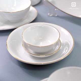 Bát đĩa viền vàng cao cấp sứ Long Phương