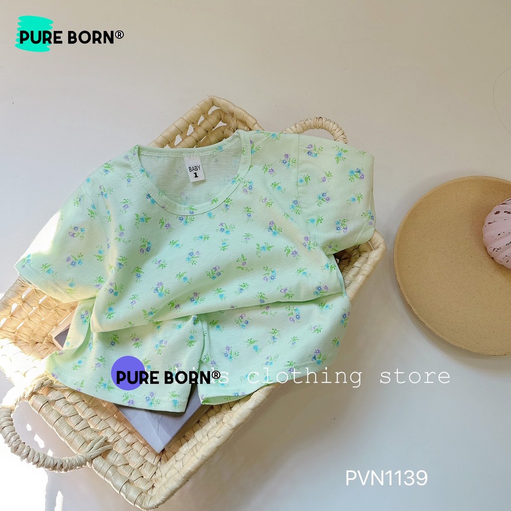 Bộ Cotton cho bé trai, bé gái ngắn tay in họa tiết dễ thương cho bé từ 8-20kg - H02