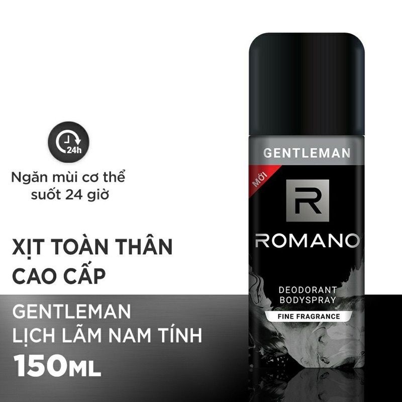 Xịt khử mùi cao cấp Romano Gentleman 195ml/150ml nam tính