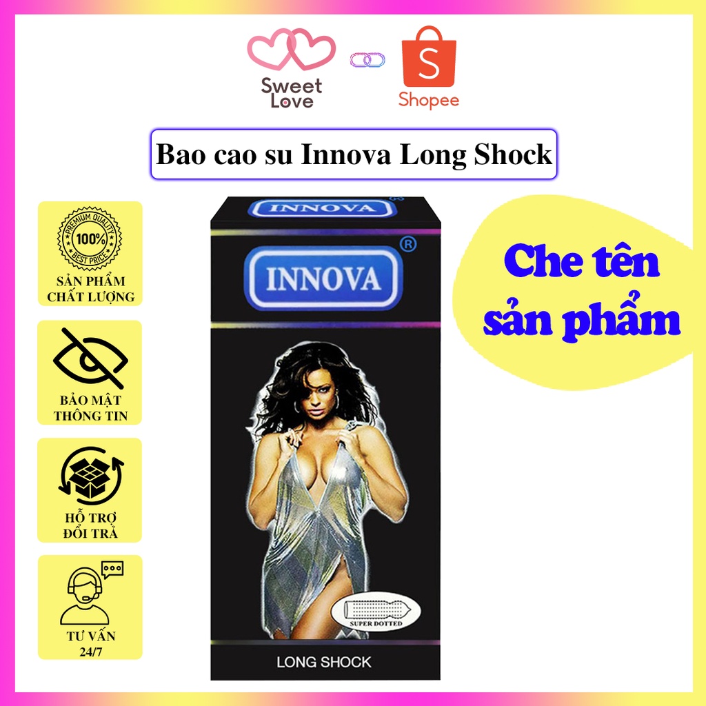 Bao cao su Innova Long Shock - Bao cao su Sweet Love gân gai kéo dài thời gian {CHE TÊN SP}