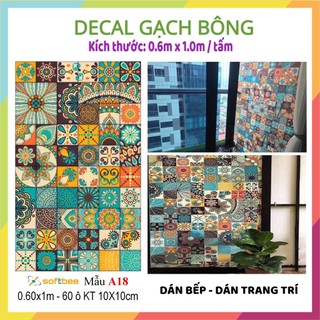 Decal gạch bông trang trí. KT: 60x100cm (60 ô vuông 10x10cm)