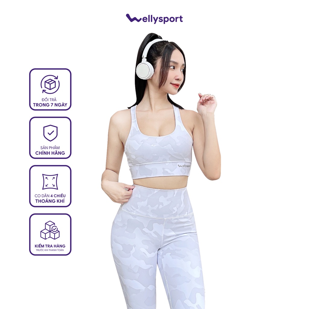 Bộ Đồ Tập Nữ Yoga, Gym, Màu Loang Trắng, Welly Sport, Mã BOTL