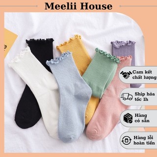 Vớ nhún cổ bèo xinh xắn, tất nữ nhún bèo cổ cao - t26 - socks