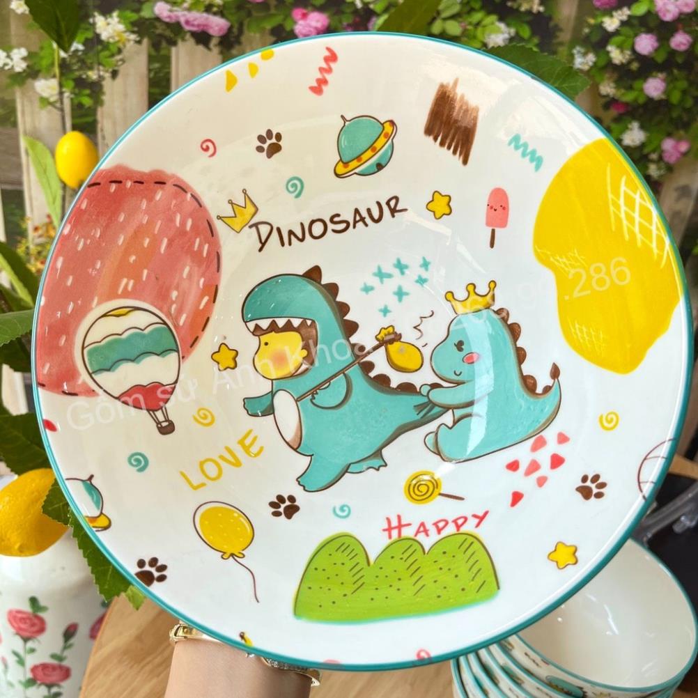 Siêu Sale -Bát Đĩa Gốm Sứ Decor Bộ Bát Đĩa Bát Hình Khủng Long xinh yêu cho bé, Bát Ăn Cơm Chén Dĩa Dễ Thương Bát Cho Bé