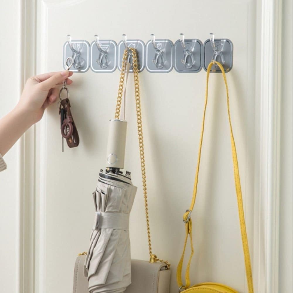 Thanh 6 móc dính tường đa năng nhiều màu sắc ( màu ngẫu nhiên )