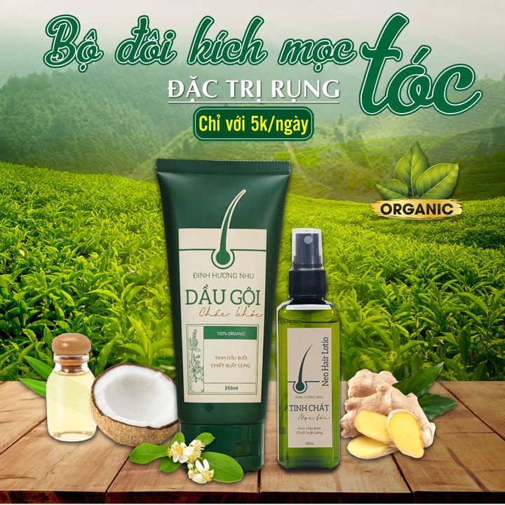 Combo dầu gội Đinh Hương Nhu + Xịt mọc tóc Neo Hair Lotion kích thích mọc tóc giảm gãy rụng làm dài và dày tóc