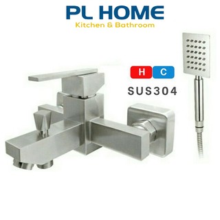Củ sen tắm nóng lạnh inox 304 mờ kiểu vuông