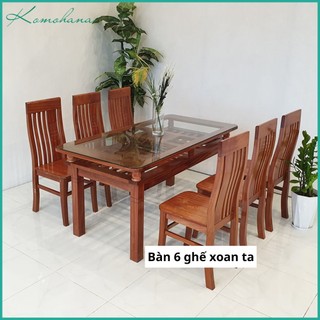 Bộ bàn ăn 6 ghế gỗ xoan ta tự nhiên bền – đẹp – chất lượng Freeship