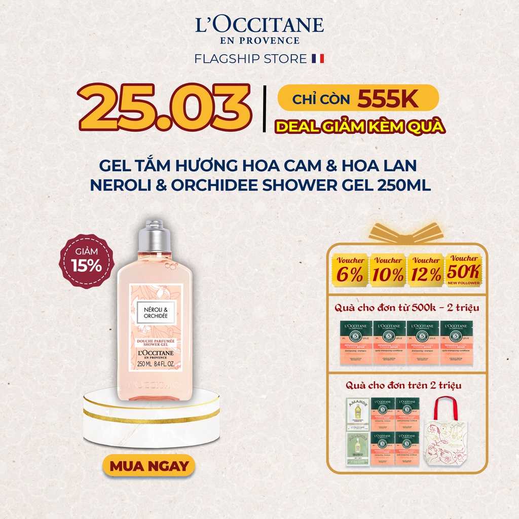 Gel Tắm Hương Hoa Cam & Hoa Lan Neroli & Orchidee Shower Gel 250ml L'Occitane