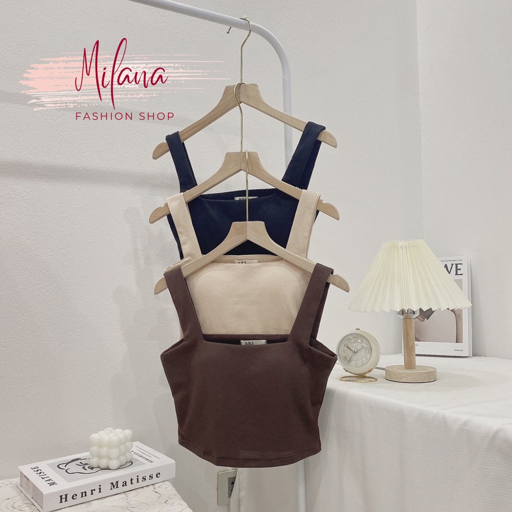 Áo hai dây , áo 2 dây nữ croptop có mút ngực chất Zip cao cấp co dãn 4 chiều màu đen màu trắng nâu thể thao Milana