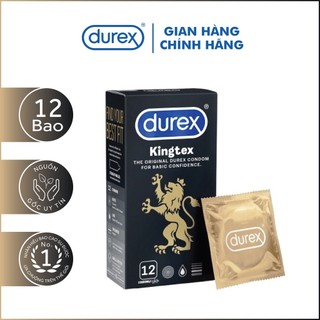 Bao cao su Durex Kingtex ôm sát, bôi trơn, size 49mm, hộp 12 bao