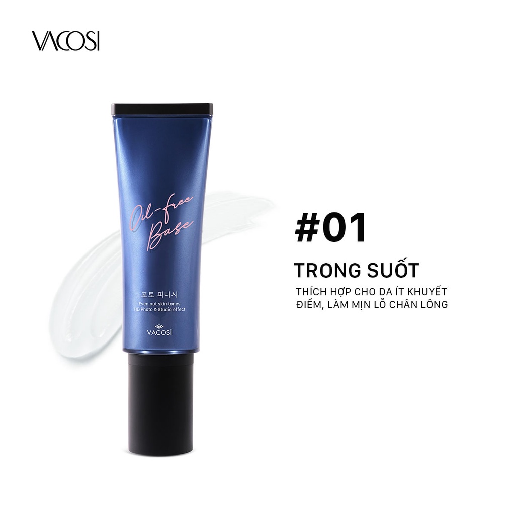 Kem Lót Trang Điểm Kiềm Dầu Sáng Da - VACOSI Natural Studio Oil-Free Base 2 Tone, Tube 45 mL