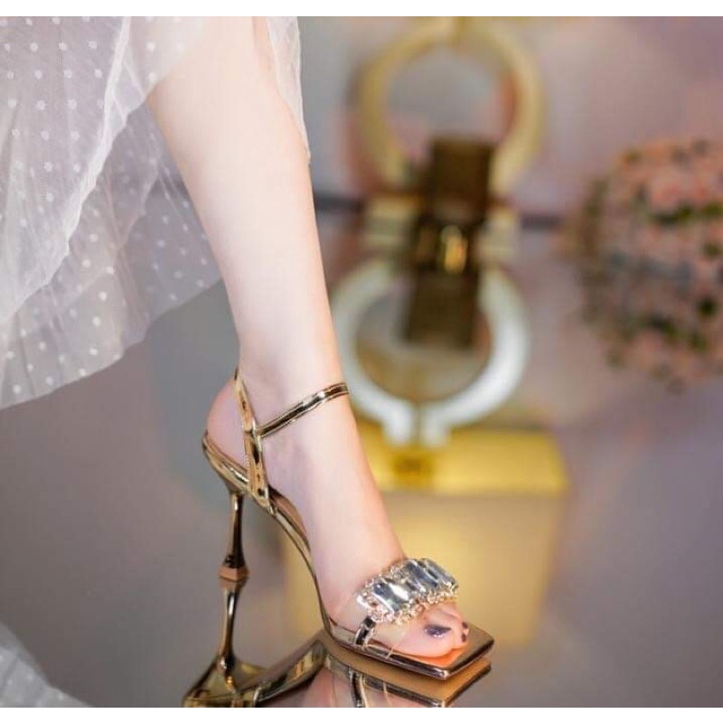 Dép Cao Gót Nữ 9 Phân Đính Đá Mẫu Mới Nhất Sang Chảnh Lên Chân Siêu Đẹp
