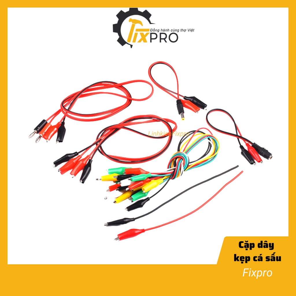 Cặp dây kẹp cá sấu 2 đầu đỏ đen loại vừa