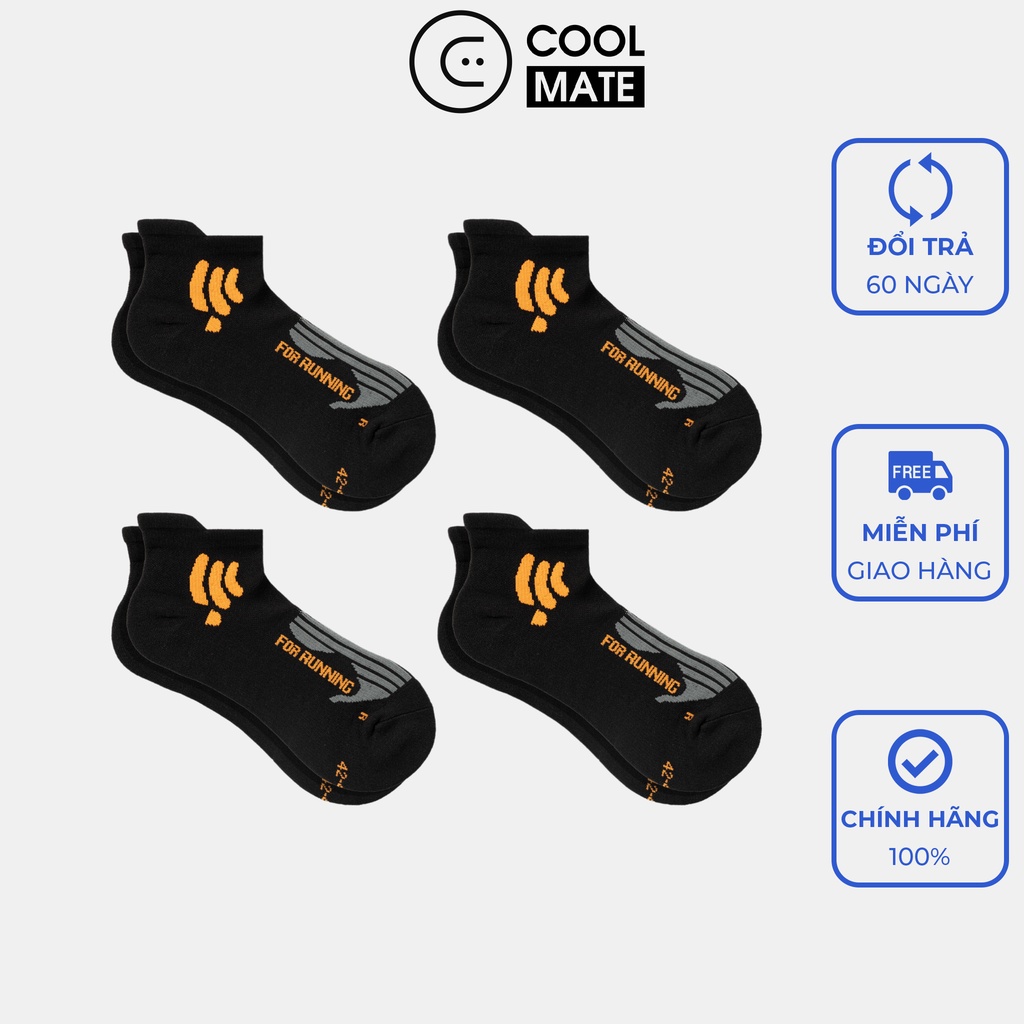 Combo 4 đôi Tất Vớ Chạy Bộ Cổ Ngắn Advanced - Cam - Thương hiệu Coolmate