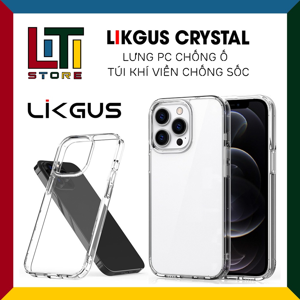 Ốp Lưng Trong Suốt Likgus Crystal TPU Chống Sốc Cho iP X/Xs Max / 11 / 12 / 13 / 14 Pro Max