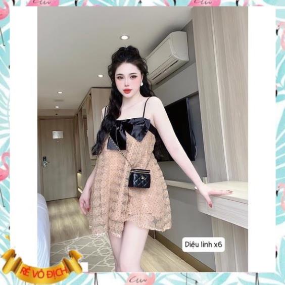 Váy ren hai dây dáng suông chấm bi siêu xinh