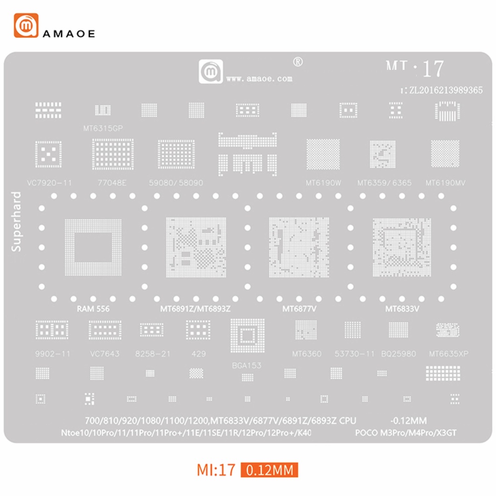 Vỉ làm chân IC Mi:10 đến Mi:19 AMAOE XIAOM l