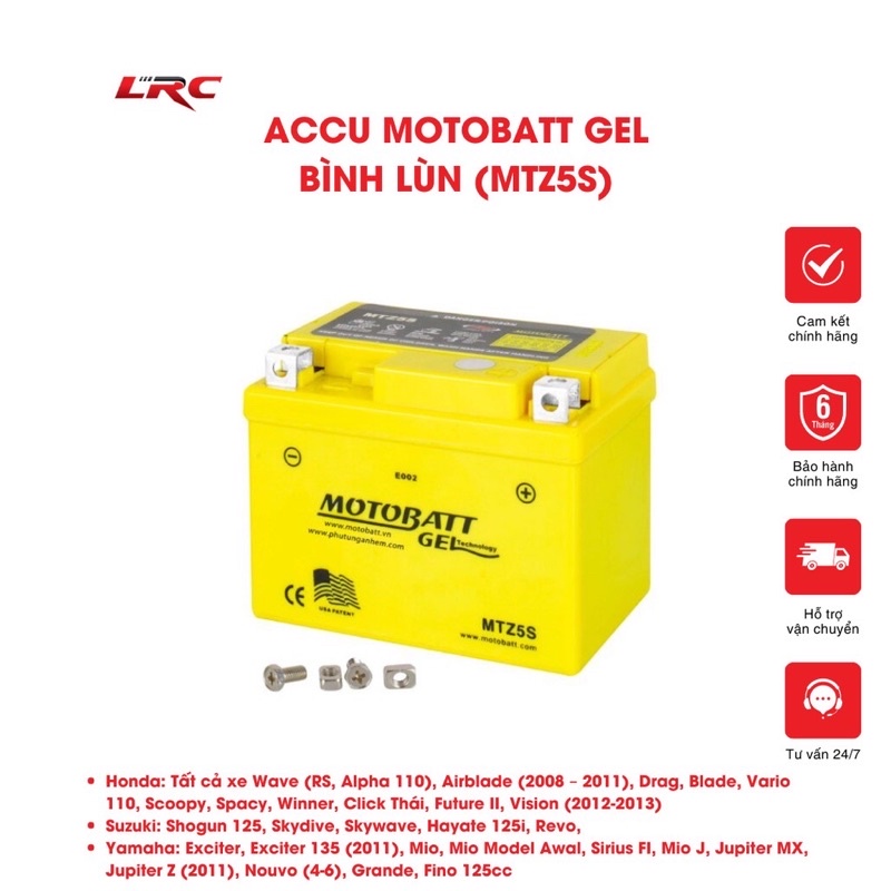 bình ắc quy motobatt gel 12v4.2Ah ( binh lùn)