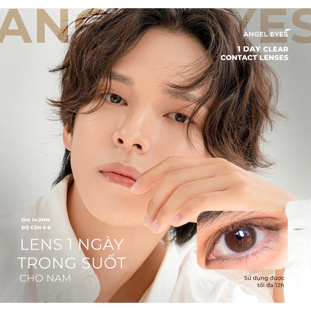 [RẺ VÔ ĐỊCH] Lens 1 ngày trong suốt Angel Eyes cho mắt nhạy cảm có độ cận từ 1 đến 8 độ