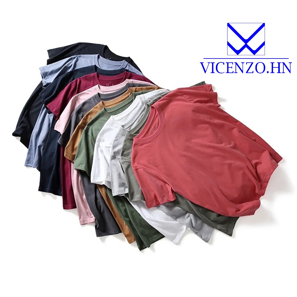 Áo Phông Nam Cao Cấp VICENZO Chất Cotton Cổ Tròn Mềm Mịn. Áo Thun Trơn Nhiều Màu Thoáng Mát Cho Ngày Hè Sôi Động  ATN01