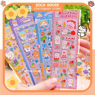 Set 10 Tấm Sticker Nhãn Dán Cún Gấu Thỏ Bling Lấp Lánh Trang Trí Topload Keyring