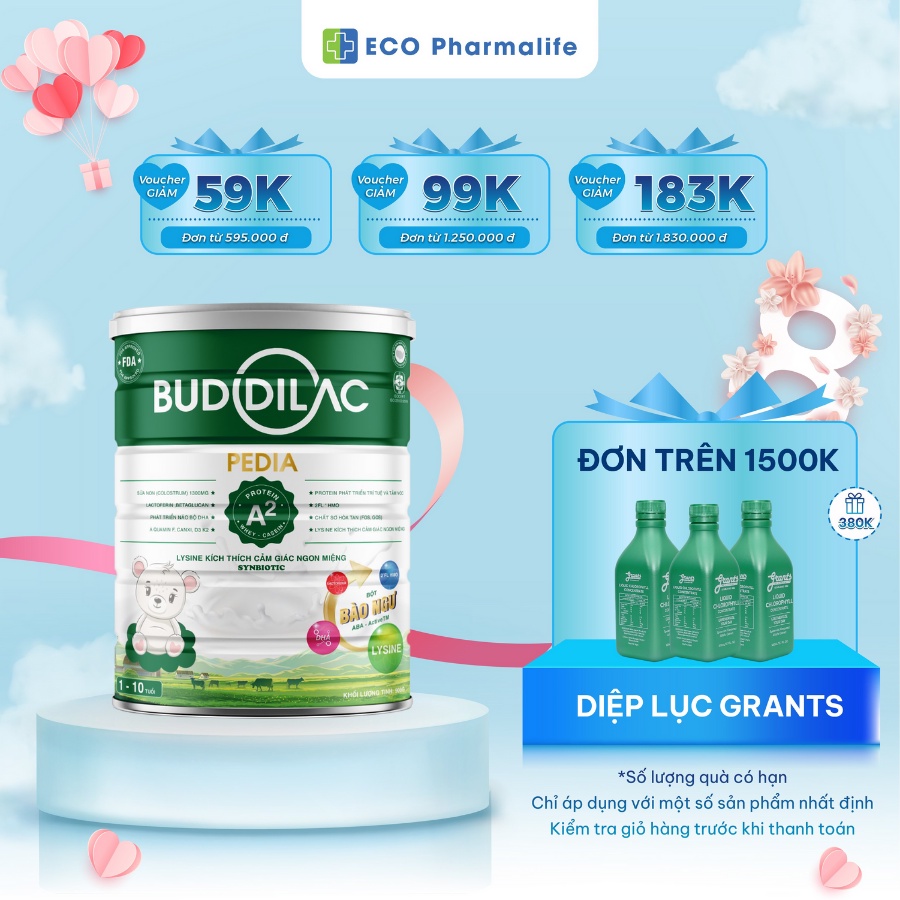 Sữa bột Buddilac Pedia giúp bé ăn ngon, tăng cân, phát triển toàn diện, sữa mát lon 400gr/900gr