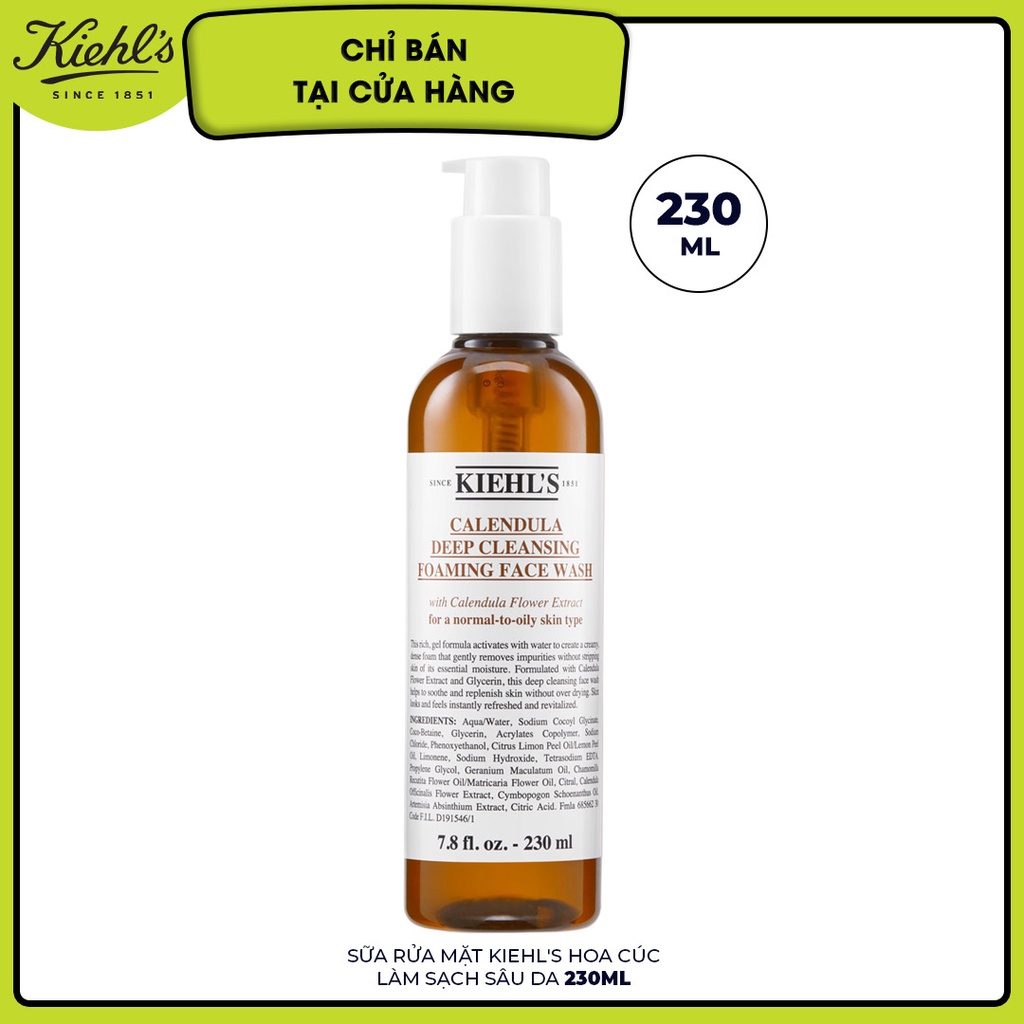 Sữa rửa mặt hoa cúc Kiehl’s Calendula Deep Cleansing Foaming 230ml Loại giảm mụn, dầu thừa (feb)