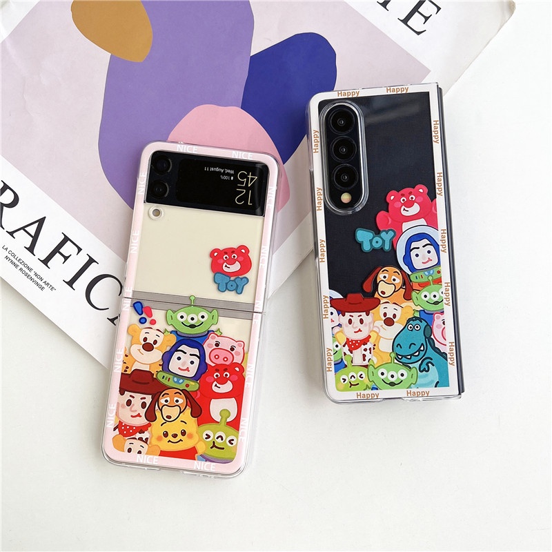 Ốp Điện Thoại PC Cứng Trong Suốt Họa Tiết Hoạt Hình Dễ Thương Cho Samsung Galaxy Z Flip 3 Fold 4 5G