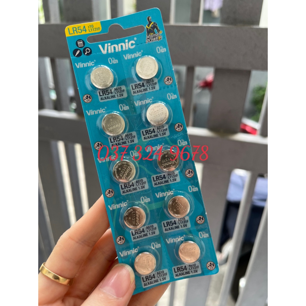 Vỉ 10 viên pin VINNIC L1131F LR54 AG10 1130 LR1130 1131 1,55V pin đồng hồ - điện tử các loại