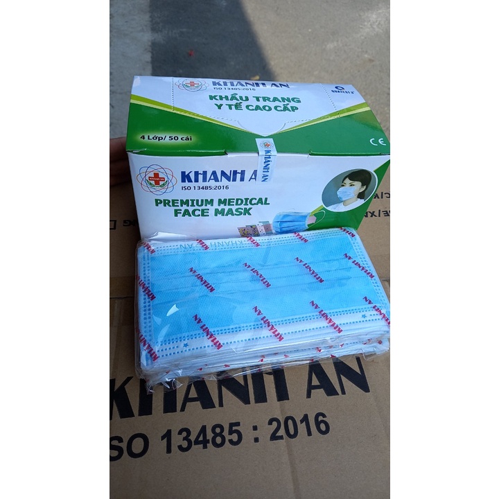 KHẨU TRANG KHÁNH AN 4 LỚP KHÁNG KHUẨN LOẠI 2 MÀU XANH
