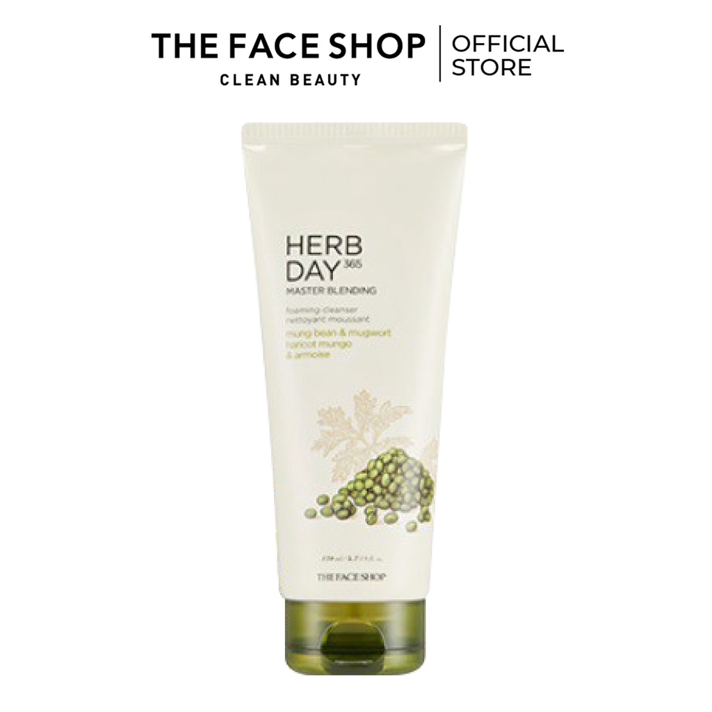 Sữa Rửa Mặt Thefaceshop Herb Day 365 Master Blending Facial Foaming Cleanser Mung Bean & Mugwort 170Ml