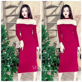 Đầm body tay dài choàng dây