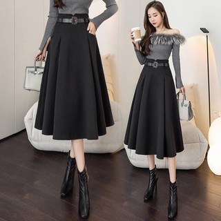 RẬP GIẤY Chân váy chữ A, chân váy nữ midi dáng xòe cạp cao, chân váy xếp ly