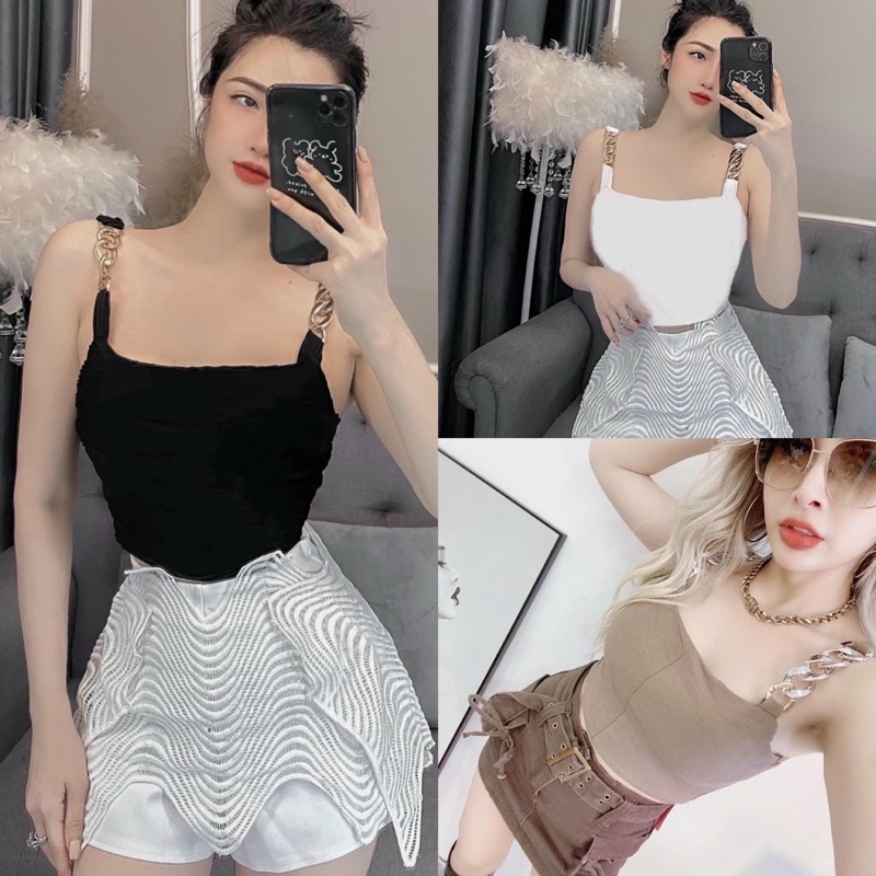 Áo 2 dây chất tăm dây xích