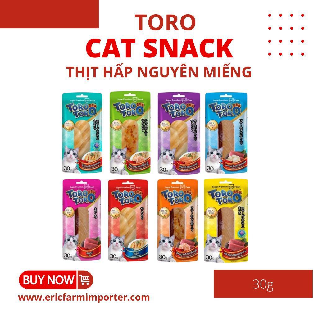 Snacks Cho Mèo Nguyên Miếng Toro 30g FREE SHIP Thịt Cá Gà Nguyên Miếng Thịt Thật Không Pha Lẫn