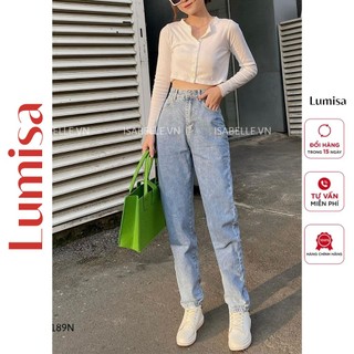 Quần bò nữ ống đứng bagy quần jean nữ cạp cao bigsize LUMISA