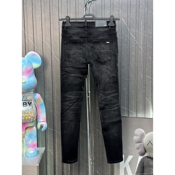 ⚡️[Hight Quality] Hàng Có Sẵn!! Jeans Amiri Đen Rách Vá Hoa Trắng-Dáng Biker-Hàng Loại 1