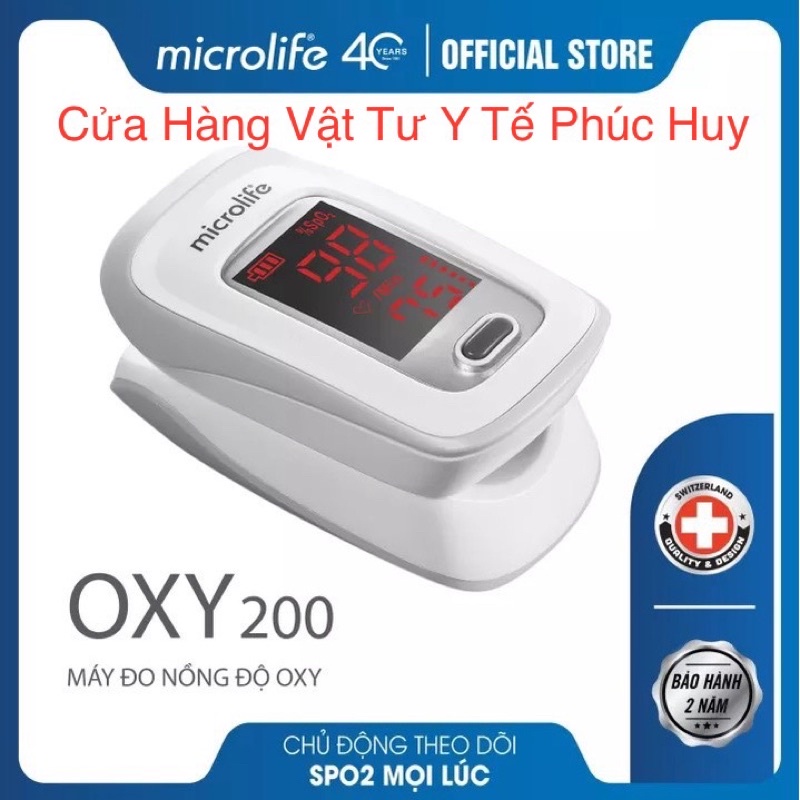 Máy Đo Oxy Trong Máu SPO2 Microlife Oxy 200 và đo nhịp tim kèm bao đựn