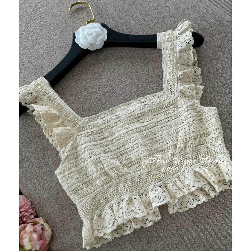 Áo ren viền bèo form croptop hàng QC!