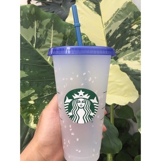 Ly Nhựa Chấm Bi Đổi Màu Starbucks