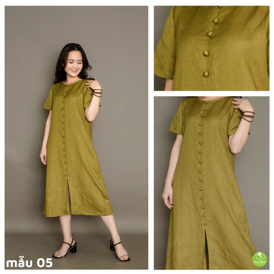 Đầm linen dáng suông
