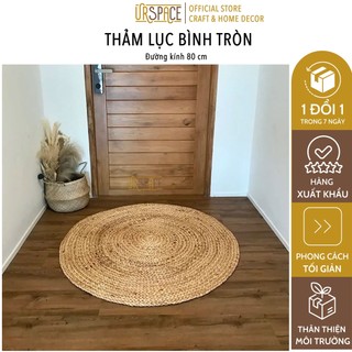 Thảm lục bình trải sàn URSPACE hình tròn trang trí phòng khách, chụp ảnh D80 cm