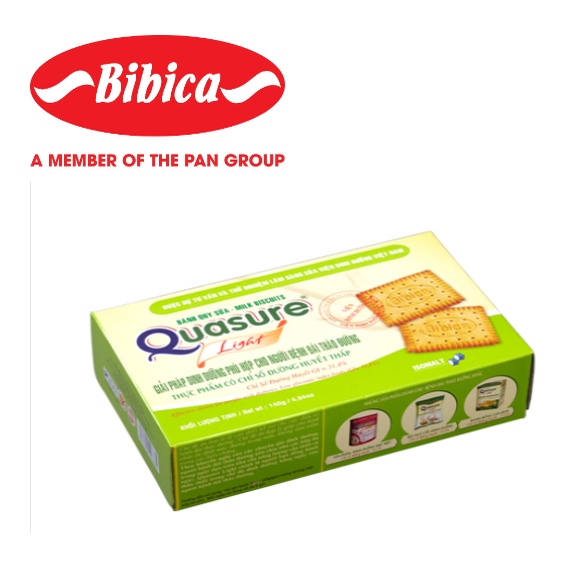 Thùng 24 Hộp Bánh Quy Quasure Light Sữa Bibica 140g - Thực phẩm dành cho người ăn kiêng, người tiểu đường