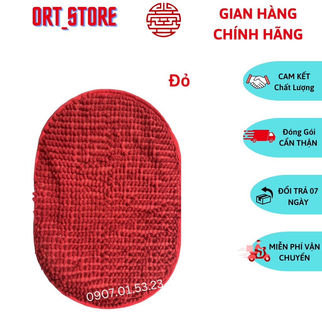 Thảm Chùi Chân Oval 30cm x 46cm San Hô Đinh Siêu Thấm Nước,Chống Trơn Trượt