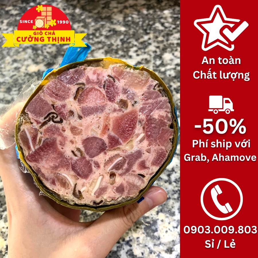 Giò thủ Ngon/Bình dân Cường Thịnh (Thủ Đức) cây 500g mới trong ngày, Không Hàn The/Chất Bảo Quản (Ship hỏa tốc/2h/4h)