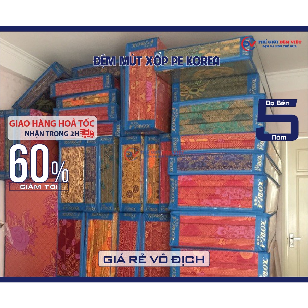 Đệm Sinh Viên, Đệm Mút Xốp PE KOREA Gấp 3 - Rẻ nhất Hà Nội