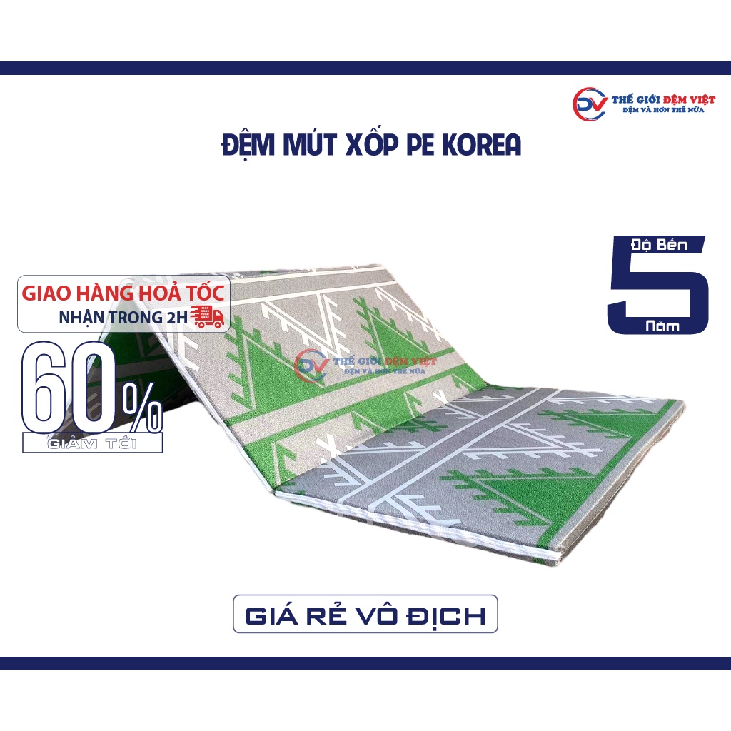 Đệm Sinh Viên, Đệm Mút Xốp PE KOREA Gấp 3 - Rẻ nhất Hà Nội