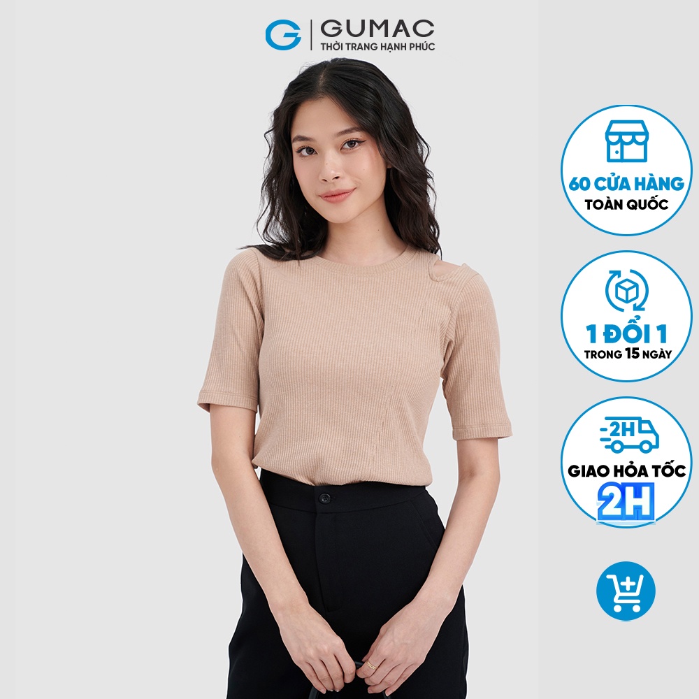 Áo thun kiểu khoét vai thời trang GUMAC ATC10031