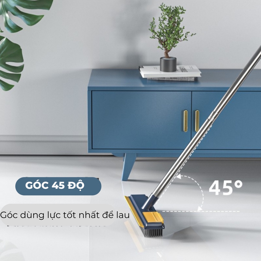 Cây chà sàn nhà tăm 2in1 vừa chà sàn vừa gạt nước, chổi cọ nhà tắm thông minh HF004